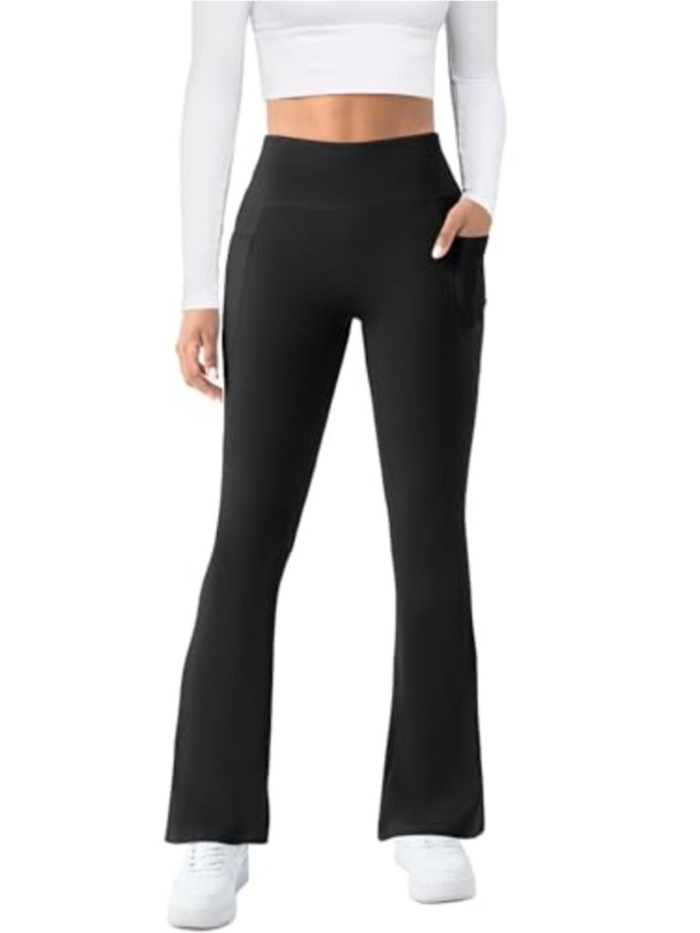 Women Flare Leggings High Waist Tummy Control Wide Leg Yoga Pants with Pockets
